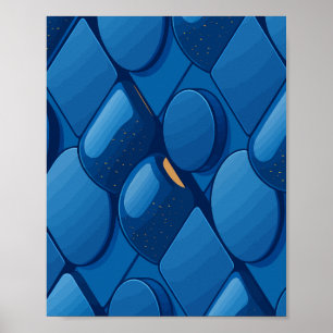 Futuristic Blue Geometric Design Poster