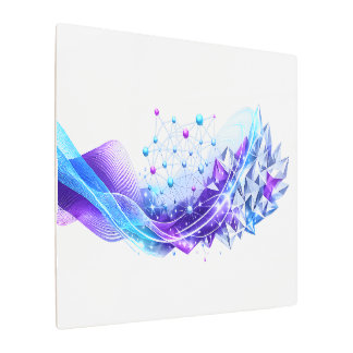 Futuristic Blue Purple Abstract Tech Network Metal Print