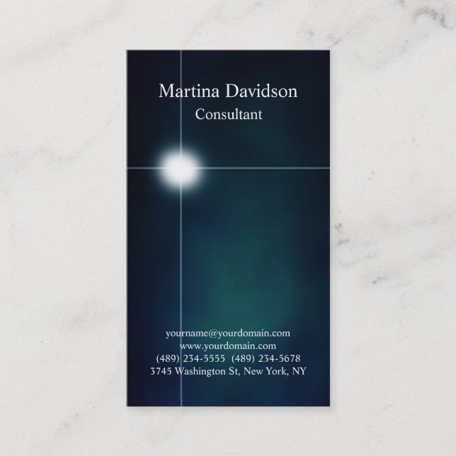 Futuristic Blue Unique Creative Business Card (Front)