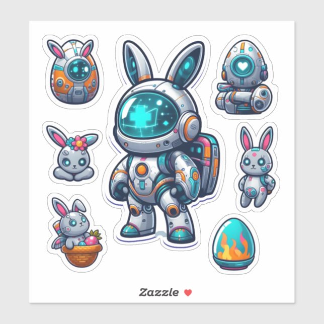futuristic bunny easter sticker (Sheet)