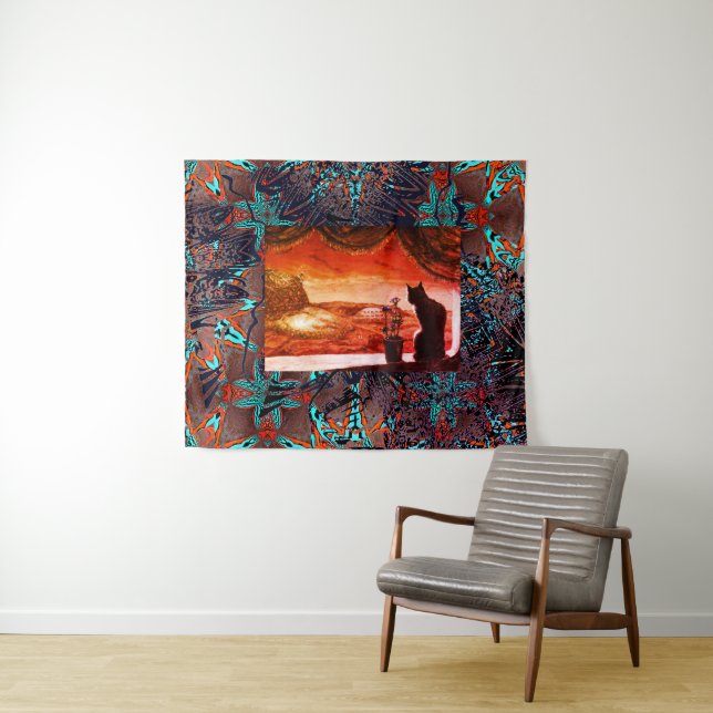 Futuristic Cat on Mars Tapestry (In Situ (Horizontal))