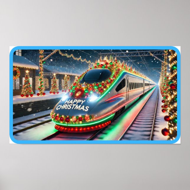 Futuristic Christmas Bullet Train Poster (Front)
