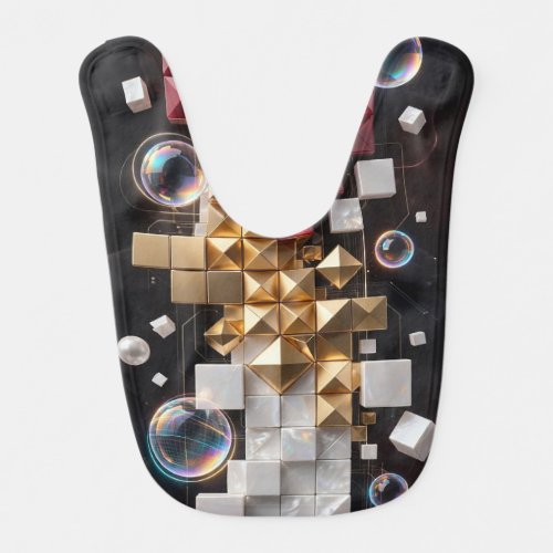 Futuristic Christmas Mosaic Column 3D  Baby Bib