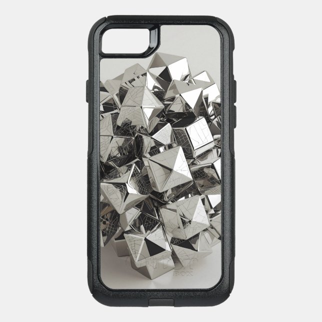 Futuristic Chrome Cubes iPhone Case (Back)