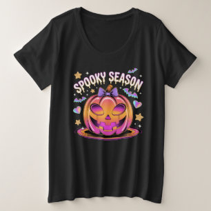 Futuristic Chrome Jack-O’-Lantern Halloween T-Shir Plus Size T-Shirt