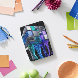Futuristic Chrome Puzzle Cube iPad Mini Cover