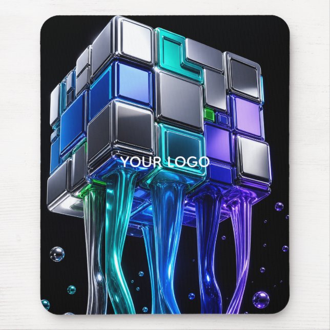 Futuristic Chrome Puzzle Cube  Mouse Pad (Front)