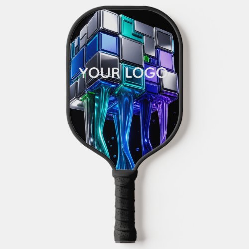 Futuristic Chrome Puzzle Cube  Pickleball Paddle