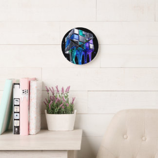 Futuristic Chrome Puzzle Cube Round Clock