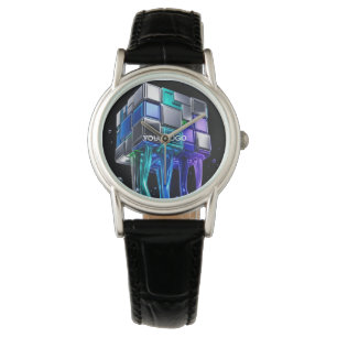 Futuristic Chrome Puzzle Cube Watch