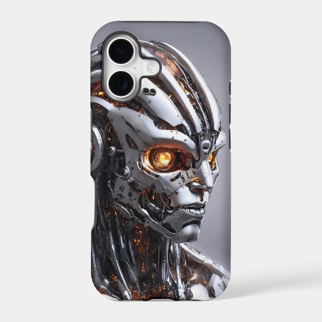 Futuristic Chrome Robot AI Cyborg Android Iphone Case (Back)