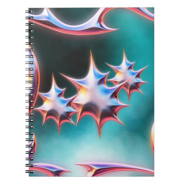 Futuristic Chrome Spikes Notebook  Abstract Sci-Fi (Front)