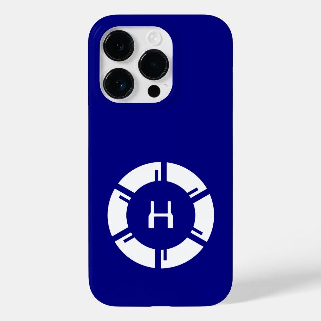 Futuristic Circle With Sci-Fi Monogram Navy Blue Case-Mate iPhone Case (Back)