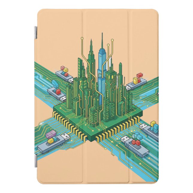 Futuristic Circuit Board City Ipad Case (Front)