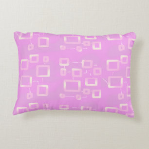 Futuristic Circuit Boxes on Pink Geometric Printed Accent Pillow