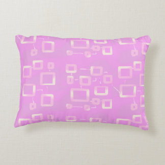 Futuristic Circuit Boxes on Pink Geometric Printed Accent Pillow