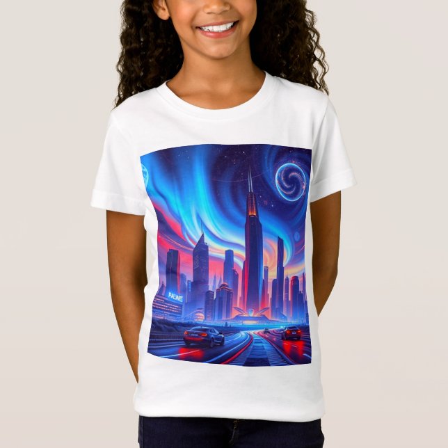 Futuristic City Girls' T-Shirt (Front)