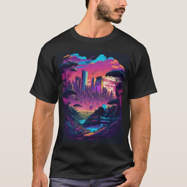 Futuristic City in a Twilight Setting   T-Shirt (Front)