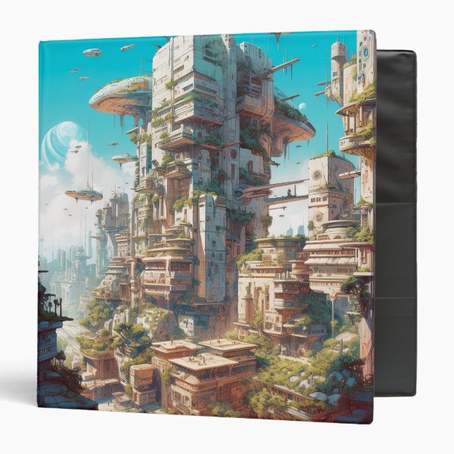 Futuristic City Science Fiction Art 3 Ring Binder (Front/Inside)