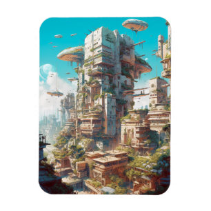 Futuristic City Science Fiction Art Magnet