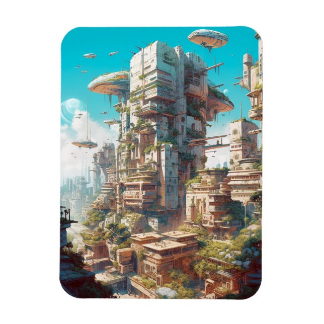 Futuristic City Science Fiction Art Magnet (Vertical)