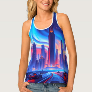 Futuristic City Tank Top | Neon Skyline Vibes