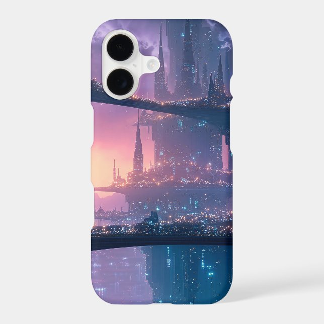 Futuristic Cityscape at Dusk iPhone Case (Back)