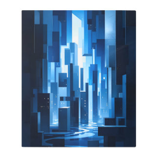 Futuristic Cityscape.Farmhouse Bedroom Metal Print
