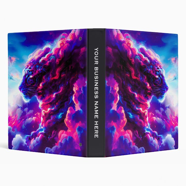 Futuristic Cosmic Neon Leopard  3 Ring Binder (Background)