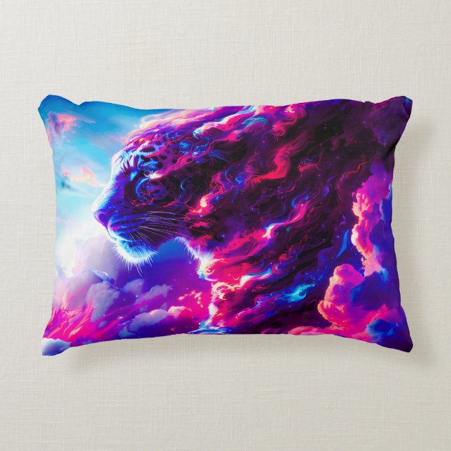 Futuristic Cosmic Neon Leopard  Accent Pillow (Front)