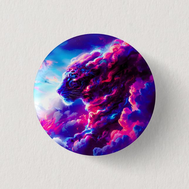 Futuristic Cosmic Neon Leopard  Button (Front)