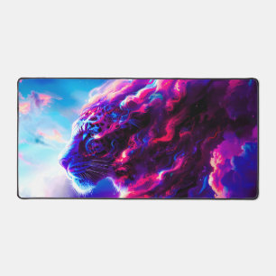Futuristic Cosmic Neon Leopard Desk Mat