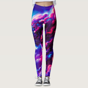 Futuristic Cosmic Neon Leopard Leggings