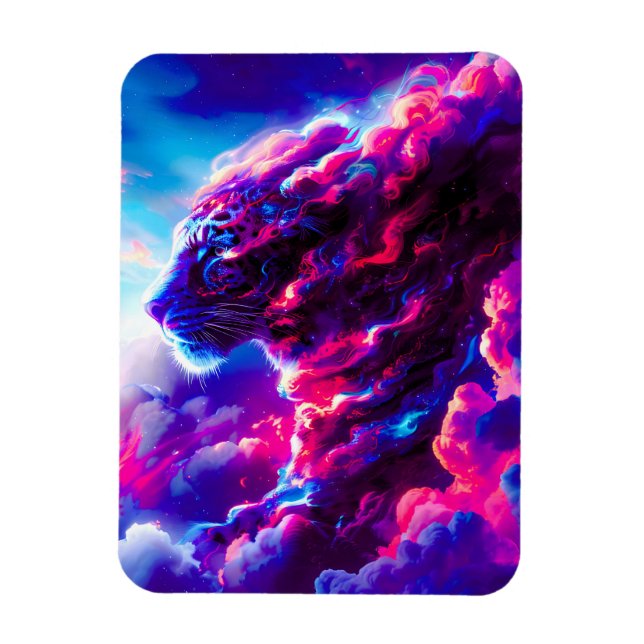 Futuristic Cosmic Neon Leopard  Magnet (Vertical)