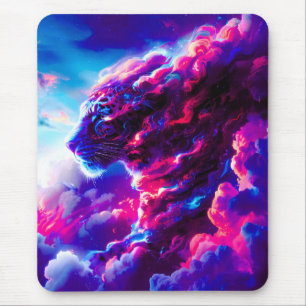 Futuristic Cosmic Neon Leopard Mouse Pad