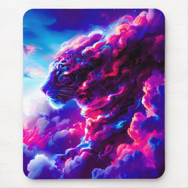 Futuristic Cosmic Neon Leopard  Mouse Pad (Front)