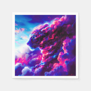 Futuristic Cosmic Neon Leopard Napkins