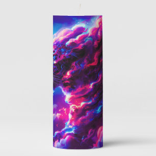 Futuristic Cosmic Neon Leopard Pillar Candle