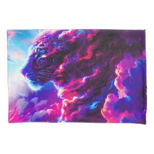 Futuristic Cosmic Neon Leopard  Pillow Case