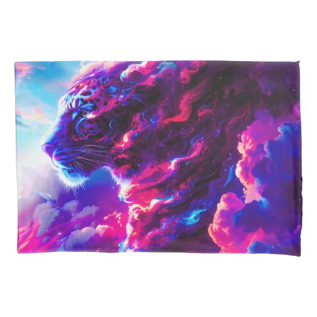 Futuristic Cosmic Neon Leopard  Pillow Case (Front)