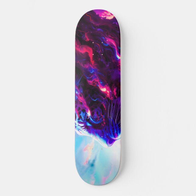 Futuristic Cosmic Neon Leopard  Skateboard (Front)