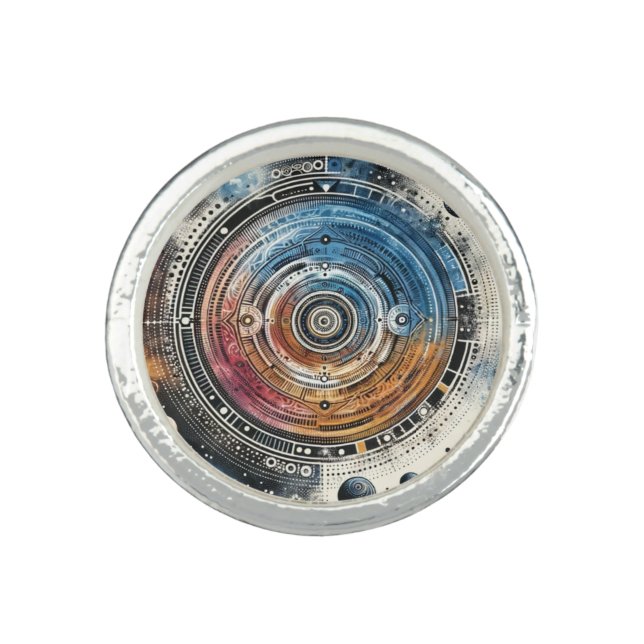 Futuristic Cosmic Orbit Art Ring (Front)