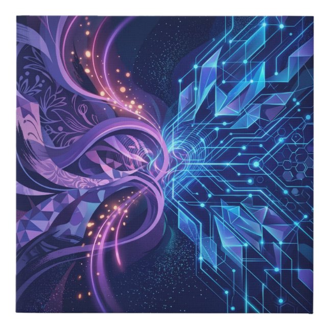 Futuristic Creative Intelligence Abstract Art Faux Canvas Print (Front)