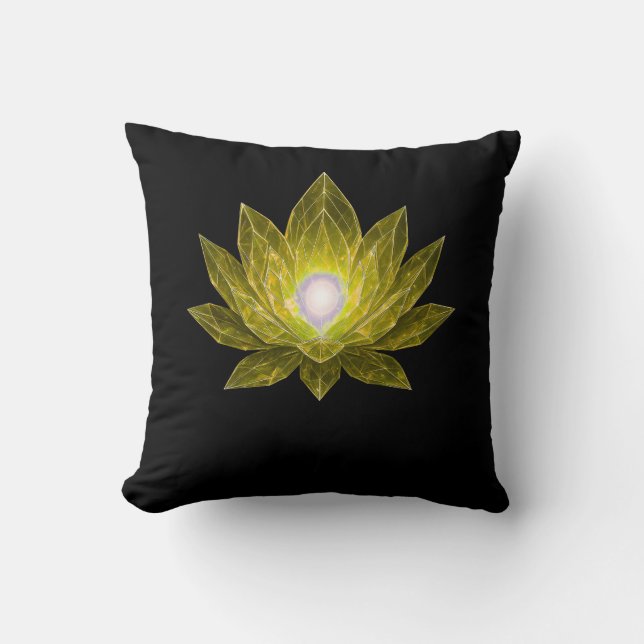 Futuristic Crystal Lotus • Sci-Fi Energy Abstract Throw Pillow (Front)