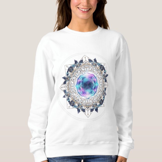 Futuristic Crystal Mandala – Geometric Tech Art Sweatshirt (Front)