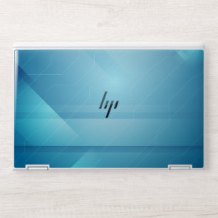 Futuristic Cyan Blue Technology Abstract Digital B HP Laptop Skin