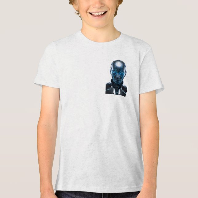 "Futuristic Cyber AI Robot Graphic T-Shirt – Sci-F Tri-Blend Shirt (Front)