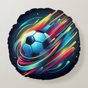 Futuristic Cyber Football Speed Sports Round Pillow