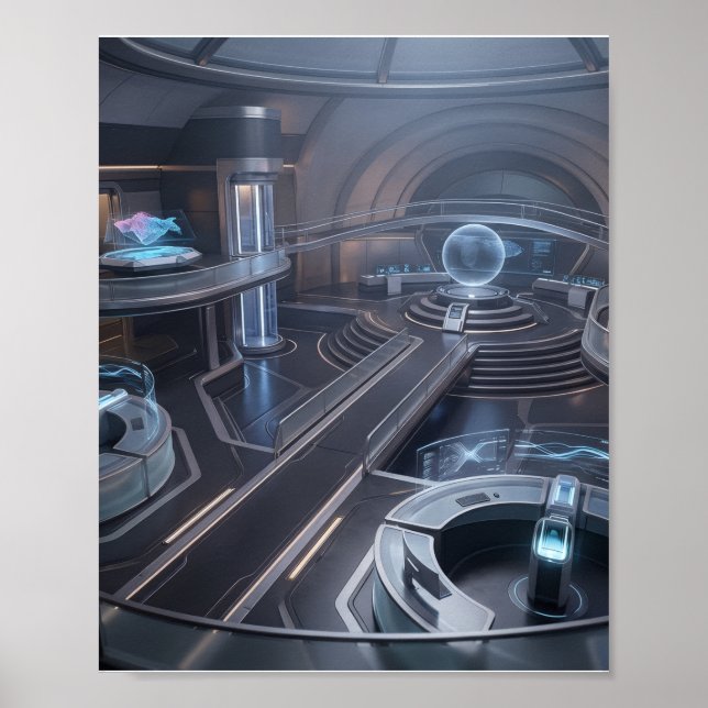 Futuristic Cyber Gaming Command Center Poster (Front)