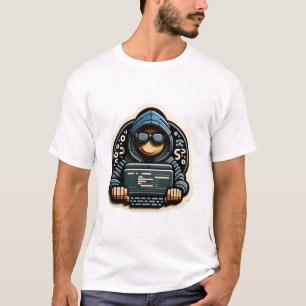 Futuristic Cyber Hoodie Coder Sticker Art T-Shirt